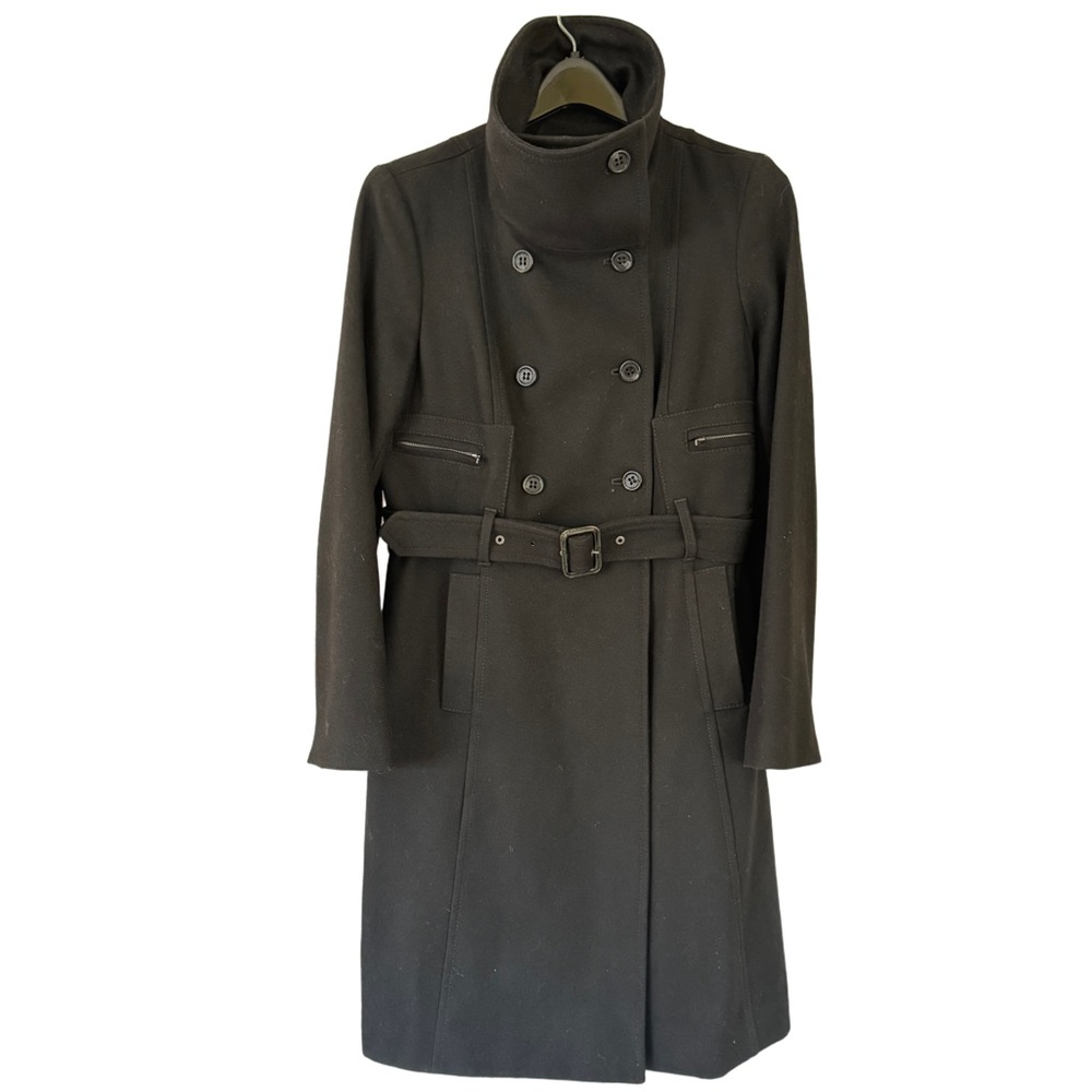 BCBG Max Azaria Black Wool Dress Coat